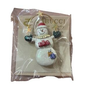 VINTAGE CARUCCI Snowman BROOCH PIN GOLD TONE New Old Stock Retro Joy